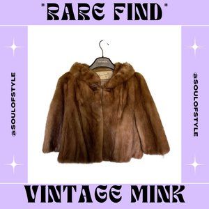 *RARE* Custom Vintage Real Mink Fur Bolero, Ladies Small